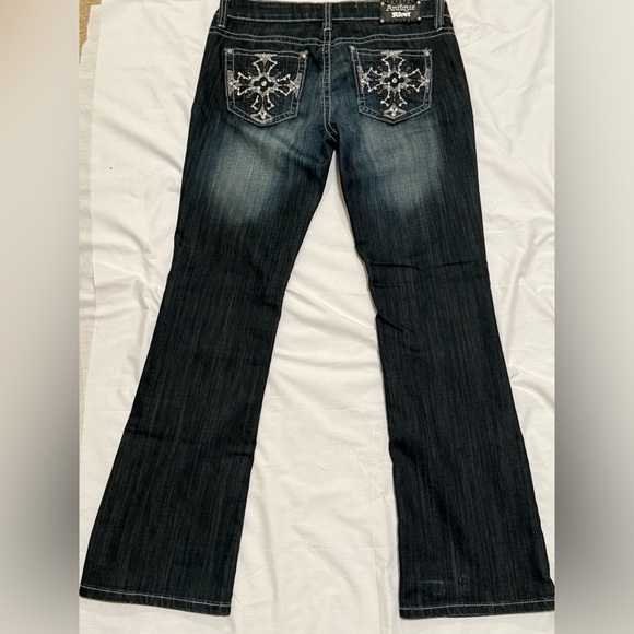 Antique Rivet Dark Blue Women's Flare Jeans - Picture 4 of 6